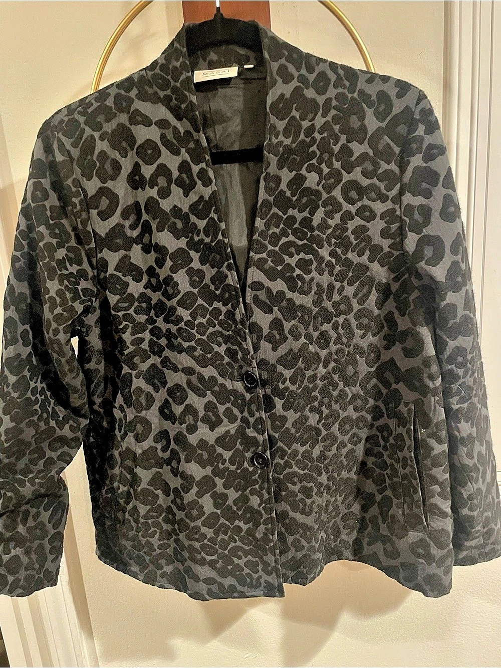 MASAI Animal Print Blazer in Black & Gray Small